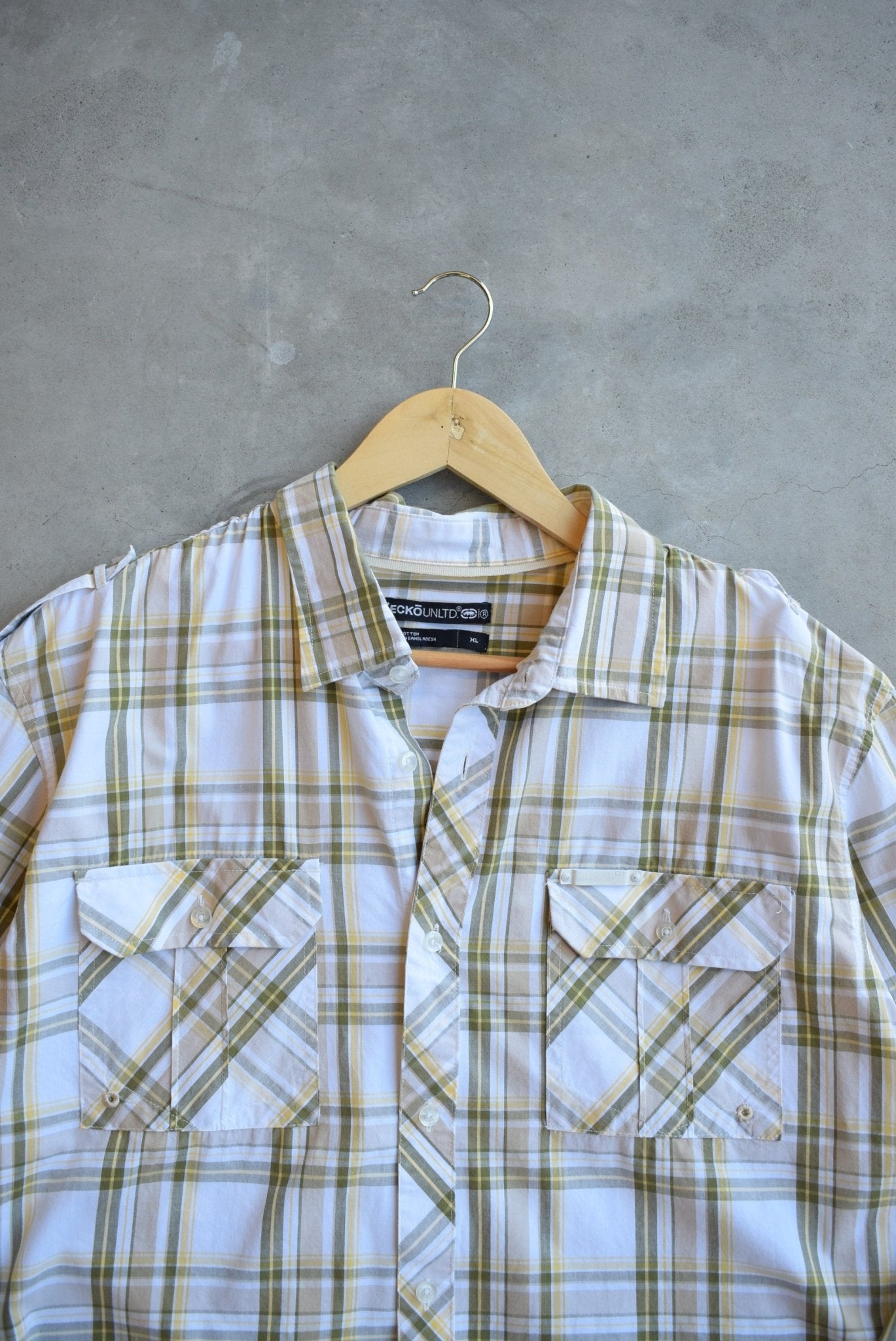 Ecko UNLTD. White & Yellow Cropped Button Up — 2000s (M/L) - Retrospective Store