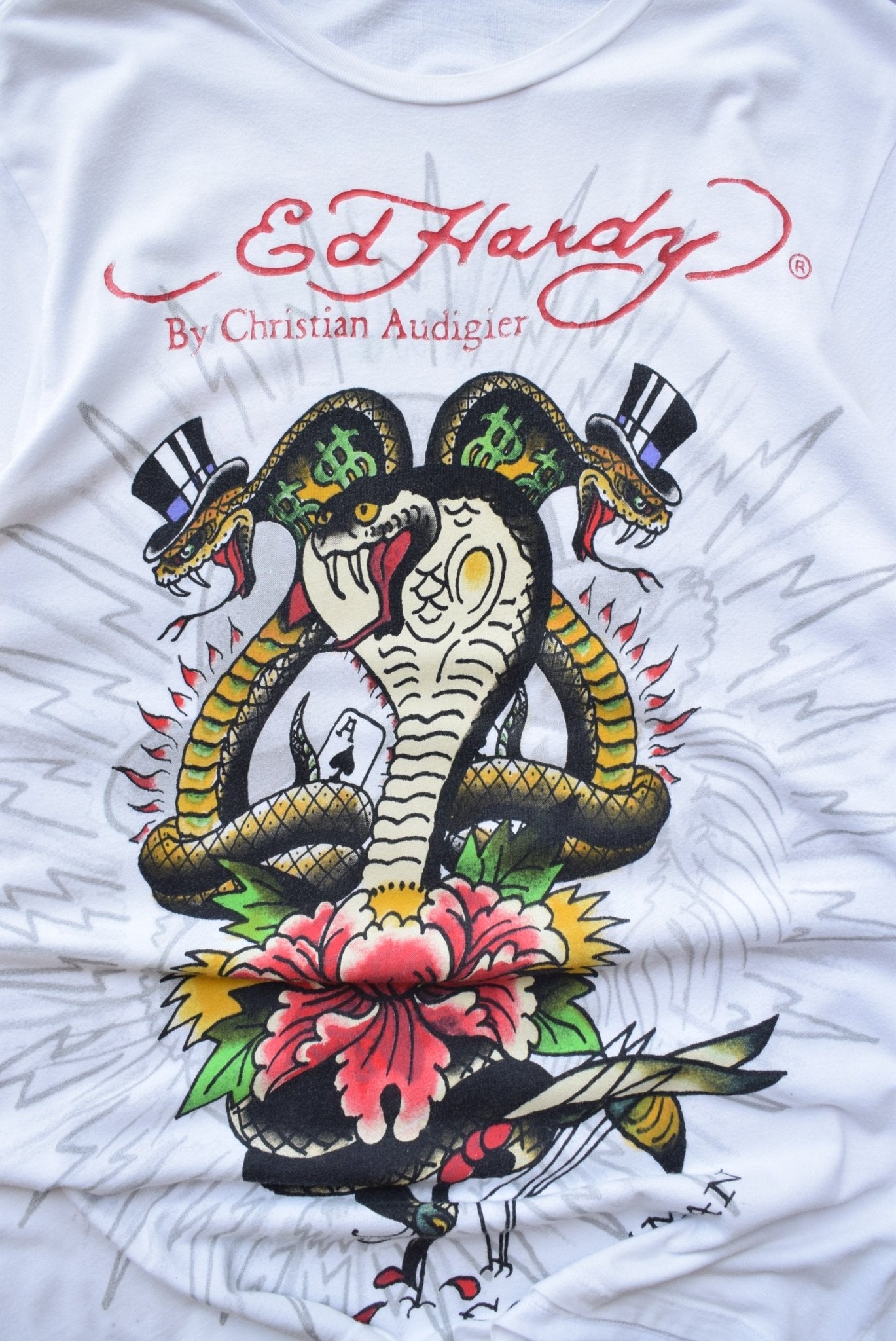 Ed Hardy White Graphic Tee — 2000s (L) - Retrospective Store