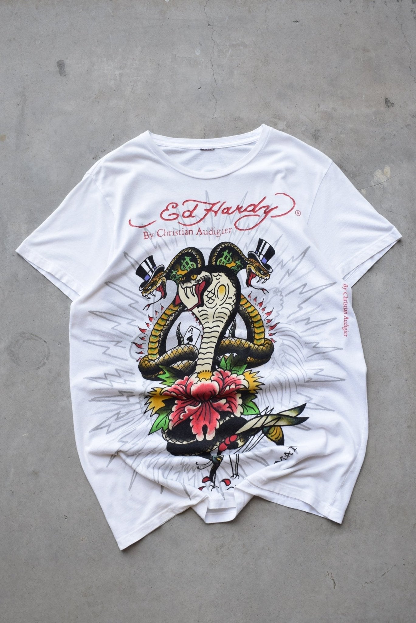 Ed Hardy White Graphic Tee — 2000s (L) - Retrospective Store