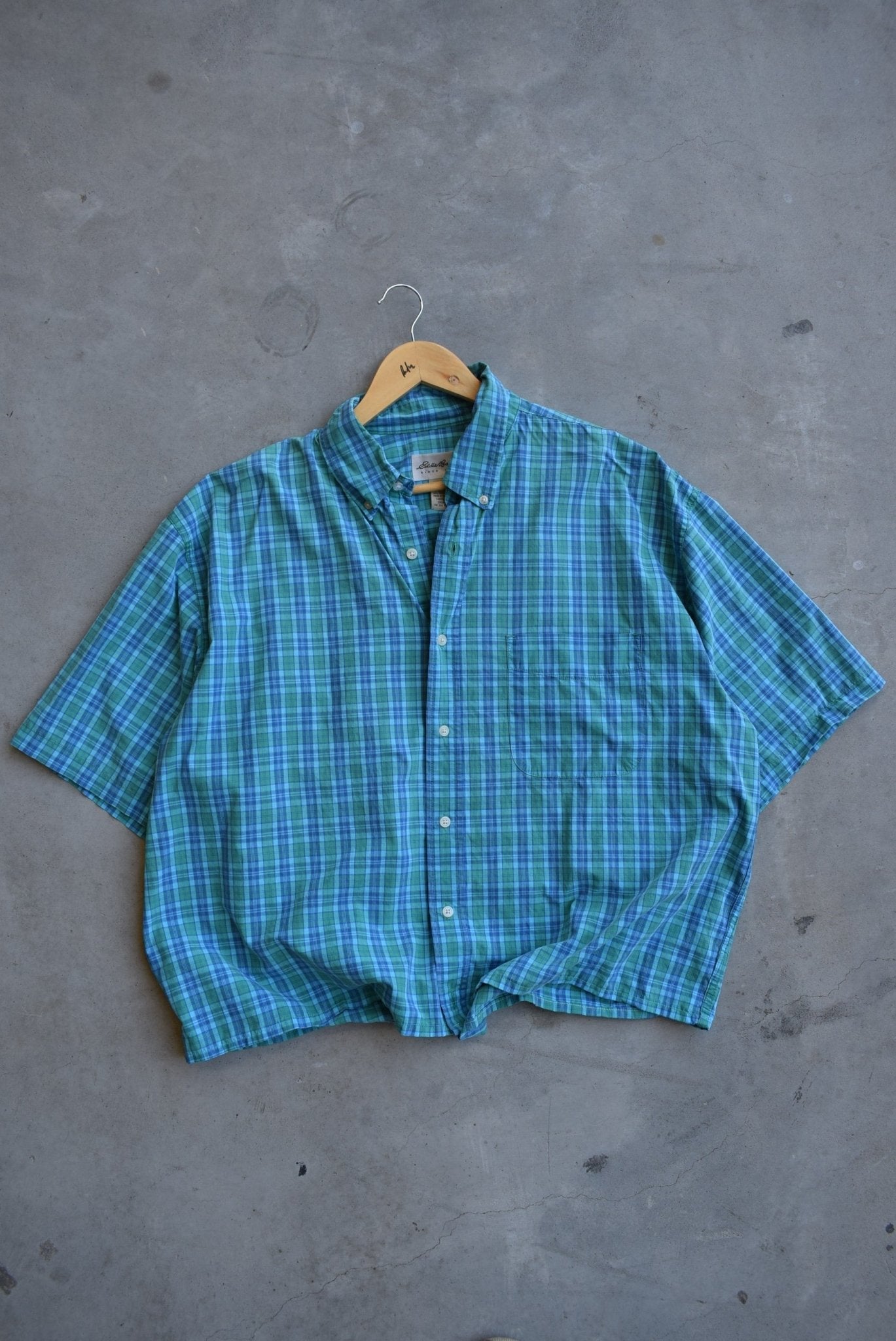 Eddie Bauer Blue Cropped Button Up — 2000s (XL) - Retrospective Store