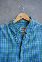 Eddie Bauer Blue Cropped Button Up — 2000s (XL) - Retrospective Store