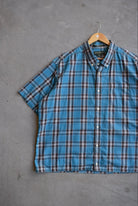 Eddie Bauer Blue Cropped Button Up — 2000s (XXL) - Retrospective Store