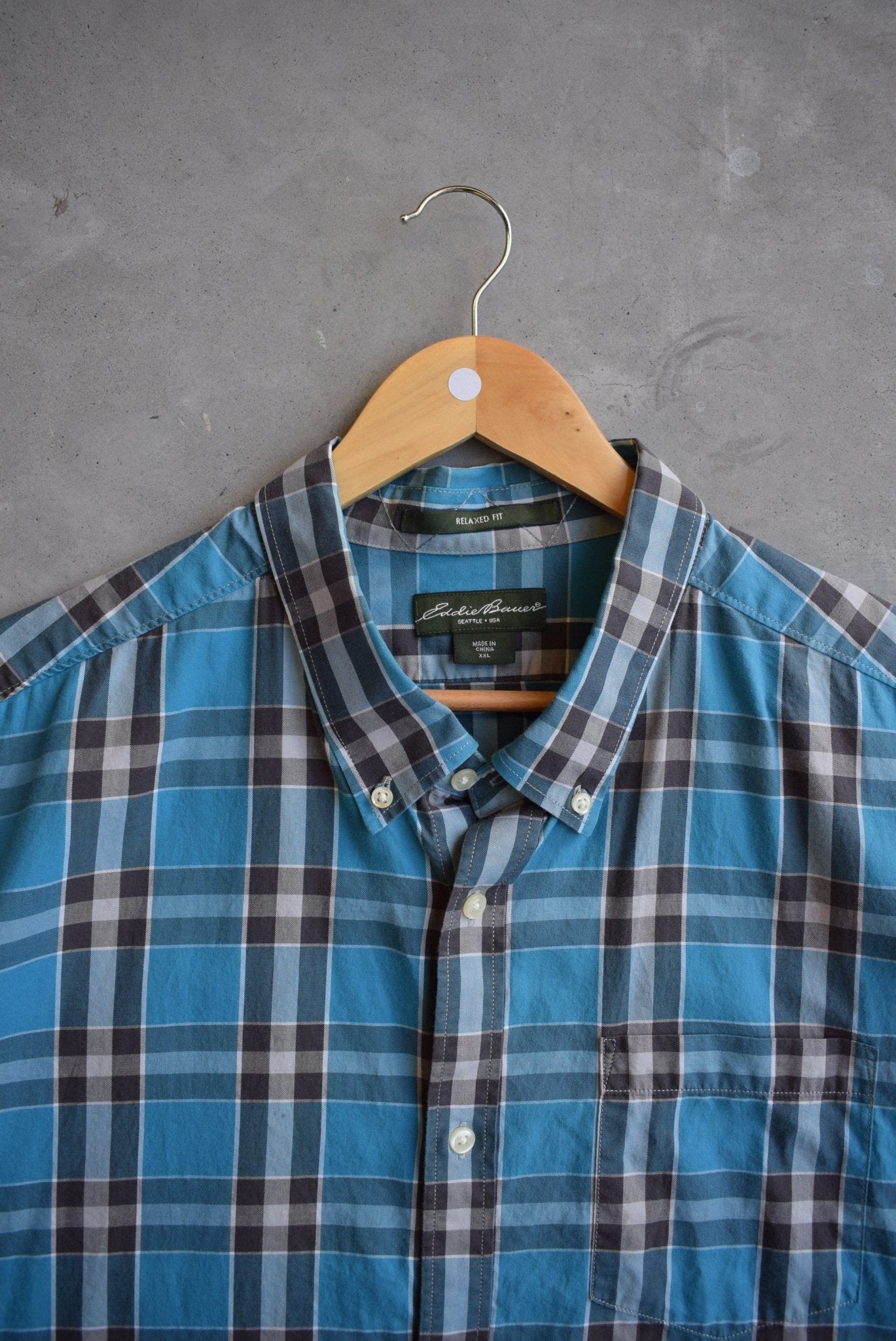 Eddie Bauer Blue Cropped Button Up — 2000s (XXL) - Retrospective Store