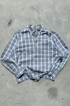 Eddie Bauer Blue & White Cropped Long Sleeve Button Up — 2000s (M/L) - Retrospective Store