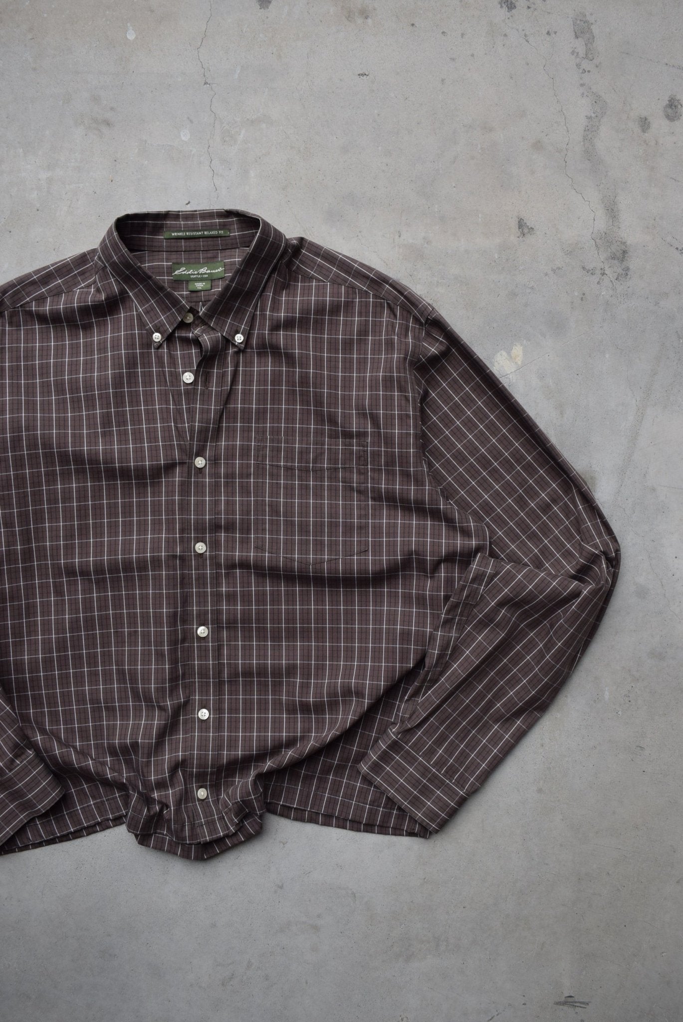 Eddie Bauer Brown Cropped Long Sleeve Button Up — 2000s (L/XL) - Retrospective Store