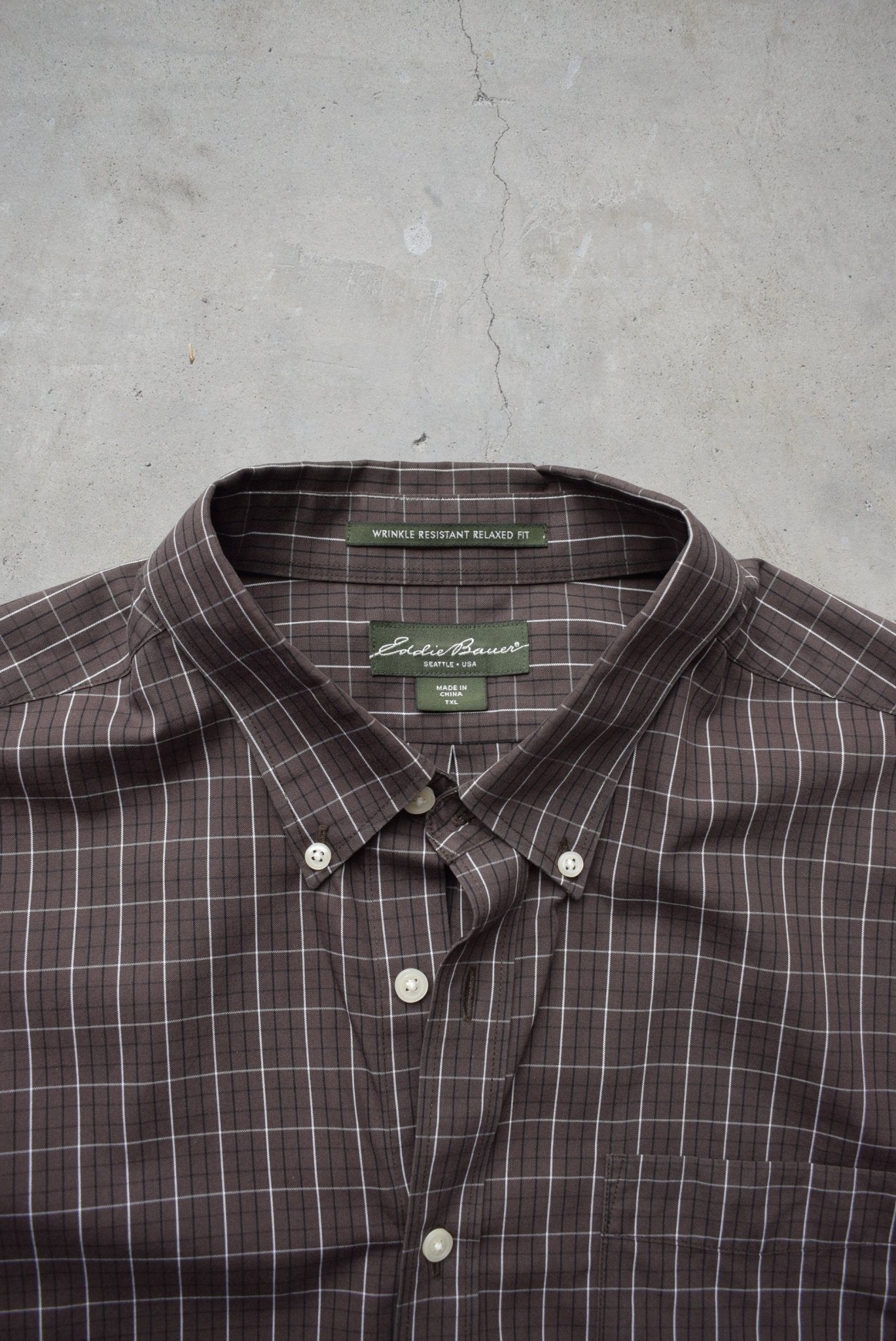 Eddie Bauer Brown Cropped Long Sleeve Button Up — 2000s (L/XL) - Retrospective Store
