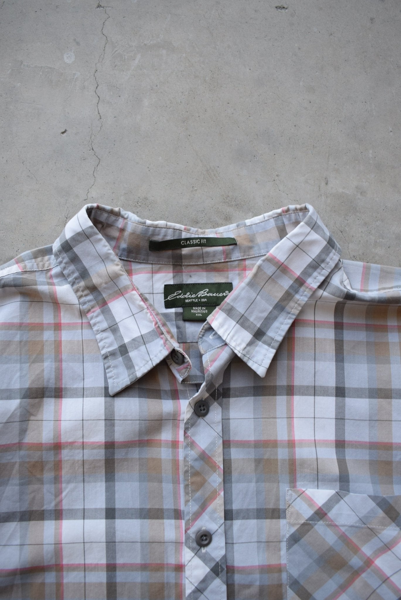 Eddie Bauer Grey Cropped Button Up — 2000s (XXL) - Retrospective Store