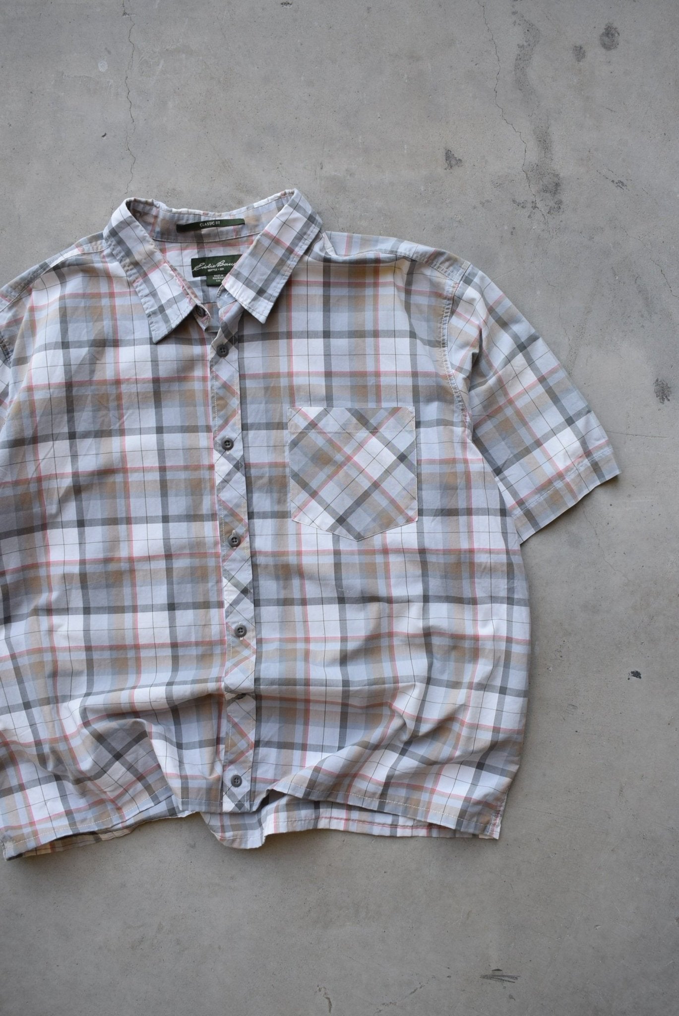 Eddie Bauer Grey Cropped Button Up — 2000s (XXL) - Retrospective Store
