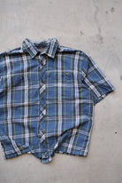 Eddie Bauer Navy Cropped Button Up — 2000s (M) - Retrospective Store