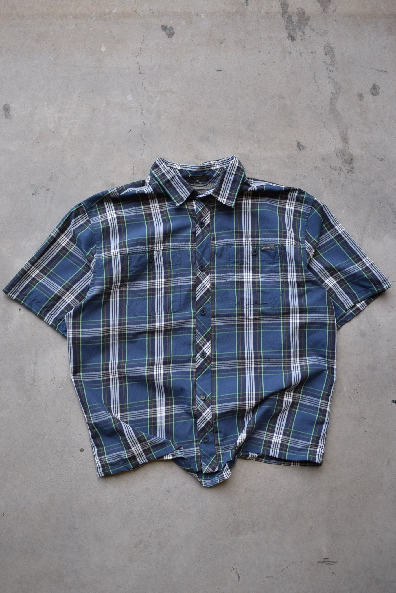 Eddie Bauer Navy Cropped Button Up — 2000s (M) - Retrospective Store