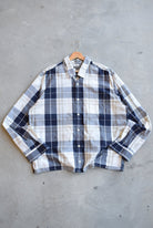 Eddie Bauer Navy & White Cropped Button Up — 2000s (XL) - Retrospective Store