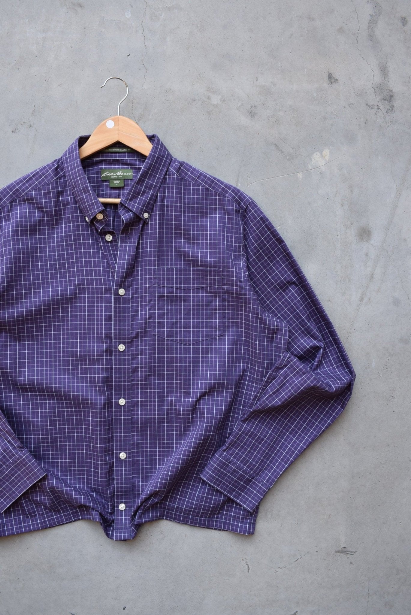 Eddie Bauer Purple Cropped Long Sleeve Button Up — 2000s (L) - Retrospective Store