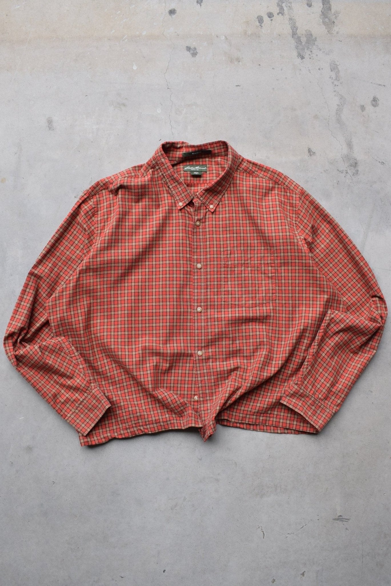 Eddie Bauer Red Cropped Long Sleeve Button Up — 2000s (XL/XXL) - Retrospective Store