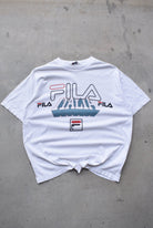 Fila Italia White Graphic Tee — 1990s (L/XL) - Retrospective Store