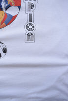 Football World Champion White Graphic Tee — 1990s (M) - Retrospective Store