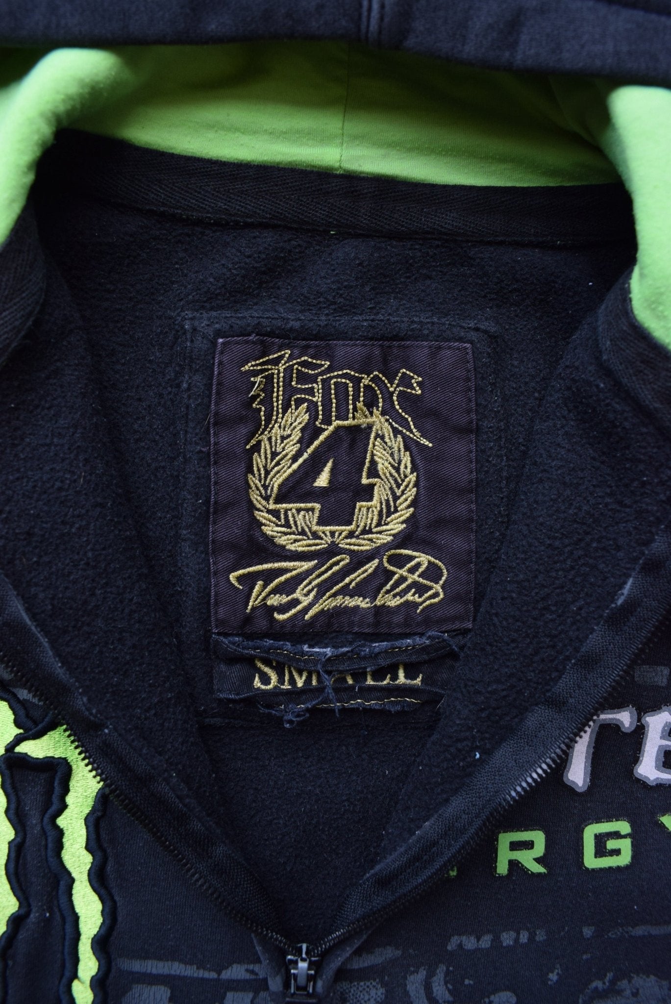 Fox Racing Monster Energy Black Embroidered Full-Zip Hoodie — 2000s (S) - Retrospective Store