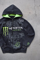 Fox Racing Monster Energy Black Embroidered Full-Zip Hoodie — 2000s (S) - Retrospective Store