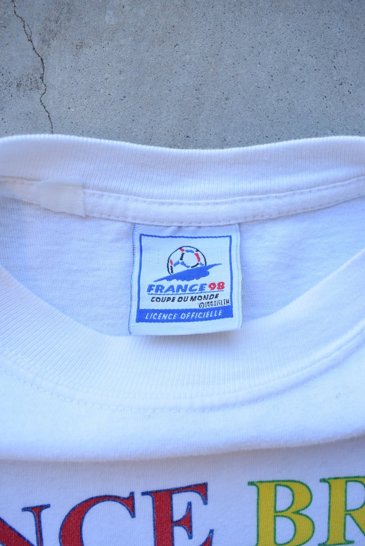 France vs Brazil FIFA World Cup White Graphic Tee — 1998 (L) - Retrospective Store