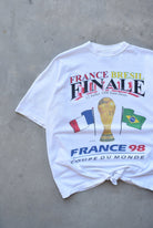 France vs Brazil FIFA World Cup White Graphic Tee — 1998 (L) - Retrospective Store