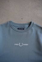 Fred Perry Blue Embroidered Spellout Crewneck — 2000s (L/XL) - Retrospective Store