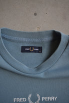 Fred Perry Blue Embroidered Spellout Crewneck — 2000s (L/XL) - Retrospective Store