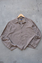 GAP Red & Brown Cropped Long Sleeve Button Up — 2000s (XL/XXL) - Retrospective Store