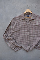GAP Red & Brown Cropped Long Sleeve Button Up — 2000s (XL/XXL) - Retrospective Store