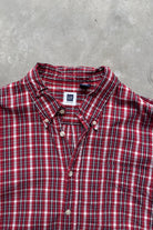 GAP Red Cropped Long Sleeve Button Up — 2000s (XL) - Retrospective Store
