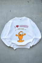 Garfield 'I Love London' White Graphic Crewneck — 1990s (S) - Retrospective Store