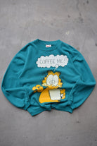 Garfield Teal Graphic Crewneck — 1980s (S) - Retrospective Store