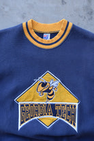 Georgia Tech University Navy & Yellow Embroidered Crewneck — 1990s (M/L) - Retrospective Store
