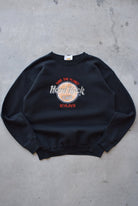 Hard Rock Cafe Black Embroidered Crewneck — 1990s (M) - Retrospective Store