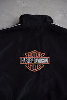 Harley Davidson Black & Orange Embroidered Jacket — 2000s (L/XL) - Retrospective Store