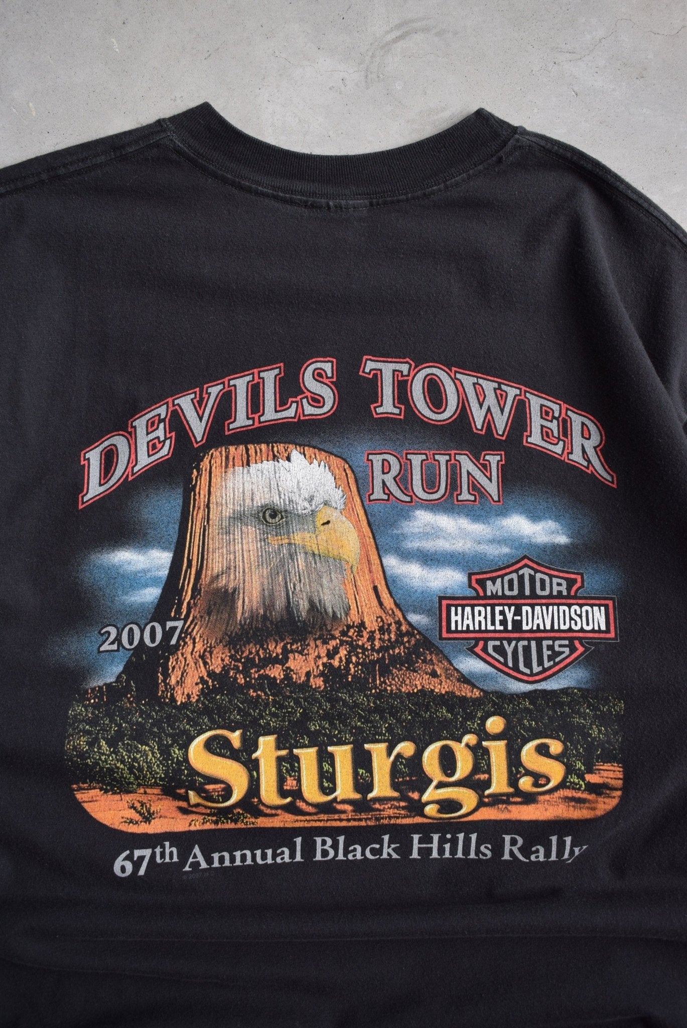 Harley Davidson Motorcycles Black Graphic Tee — 2007 (L) - Retrospective Store