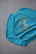 'I Get Sex Almost Every Night' Blue Graphic Crewneck — 1988 (S) - Retrospective Store