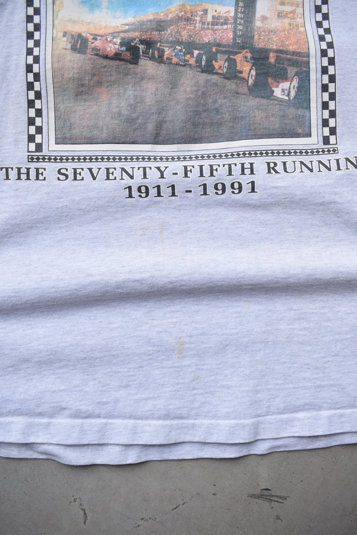 Indianapolis 500 Racing Grey Graphic Tee — 1991 (XL) - Retrospective Store