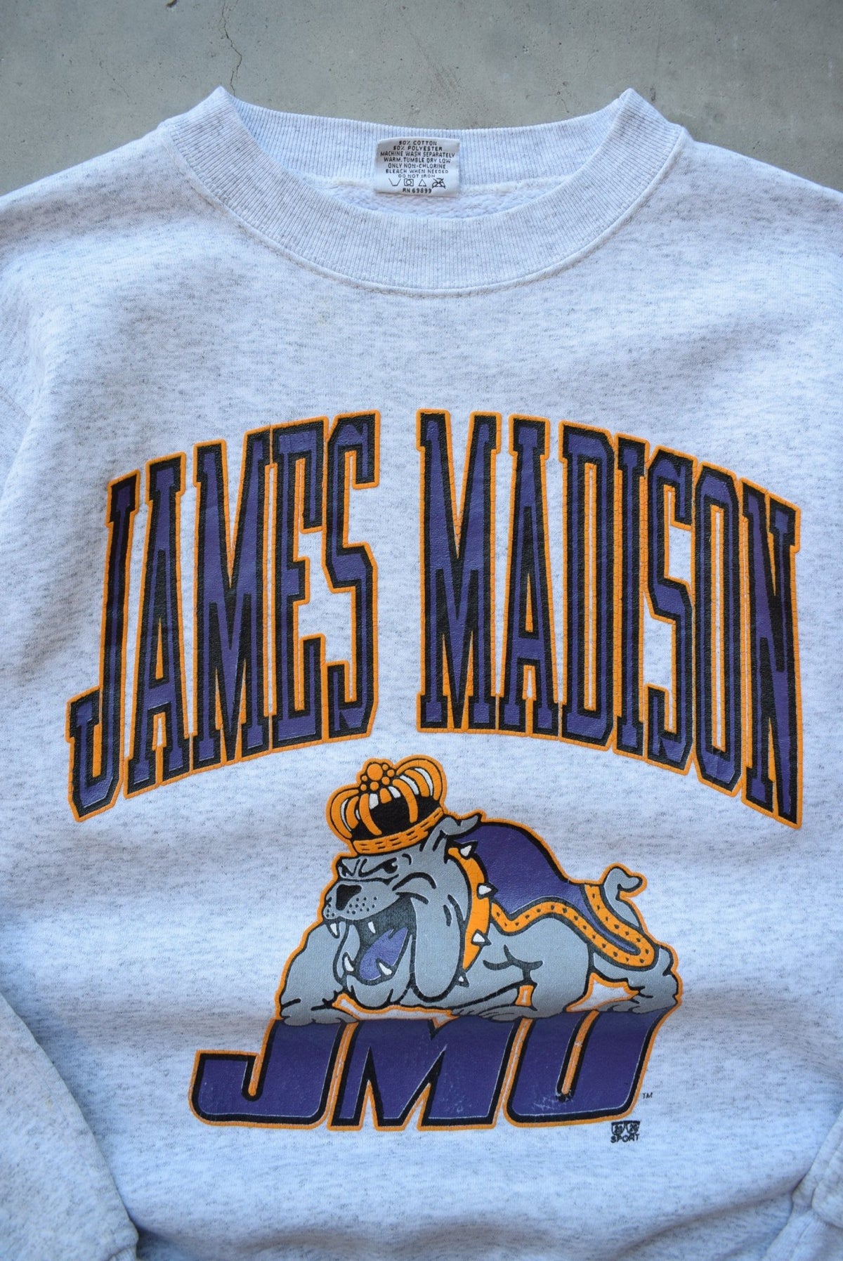 James Madison High School Grey Graphic Crewneck — 1990s (S) - Retrospective Store
