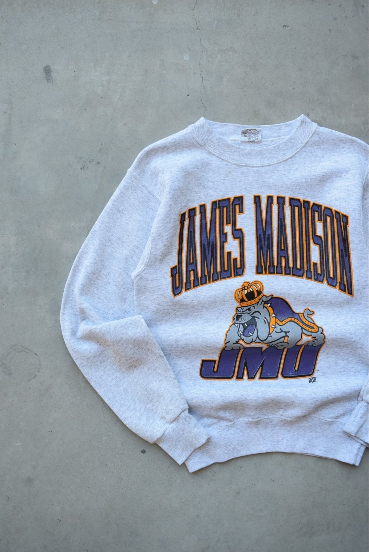 James Madison High School Grey Graphic Crewneck — 1990s (S) - Retrospective Store