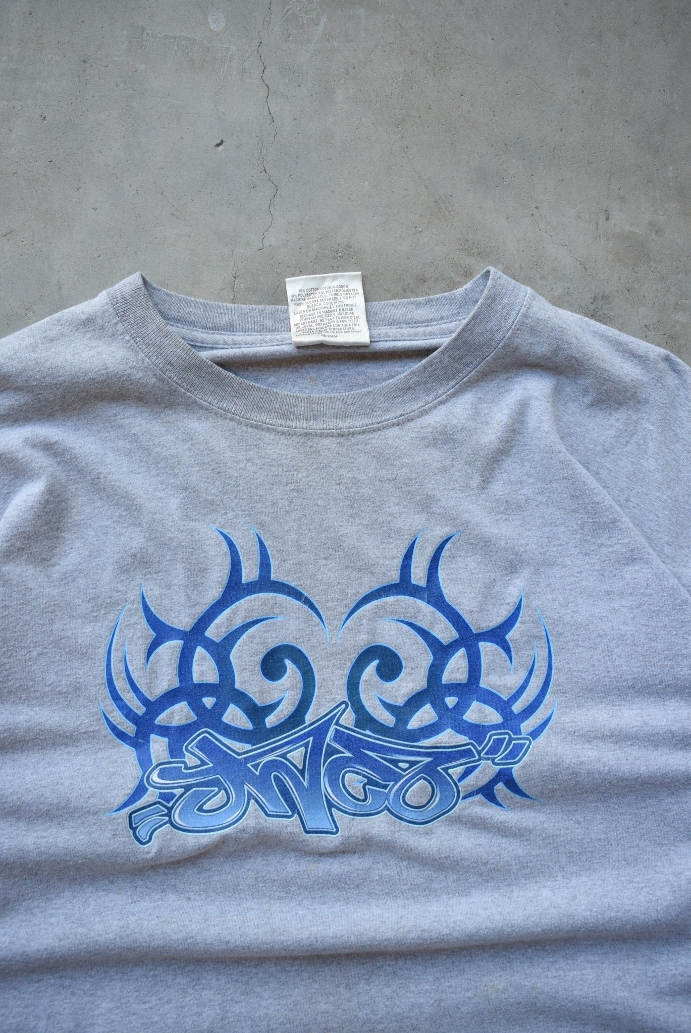 JNCO Jeans Grey Spellout Long Sleeve Tee — 2000s (XL) - Retrospective Store