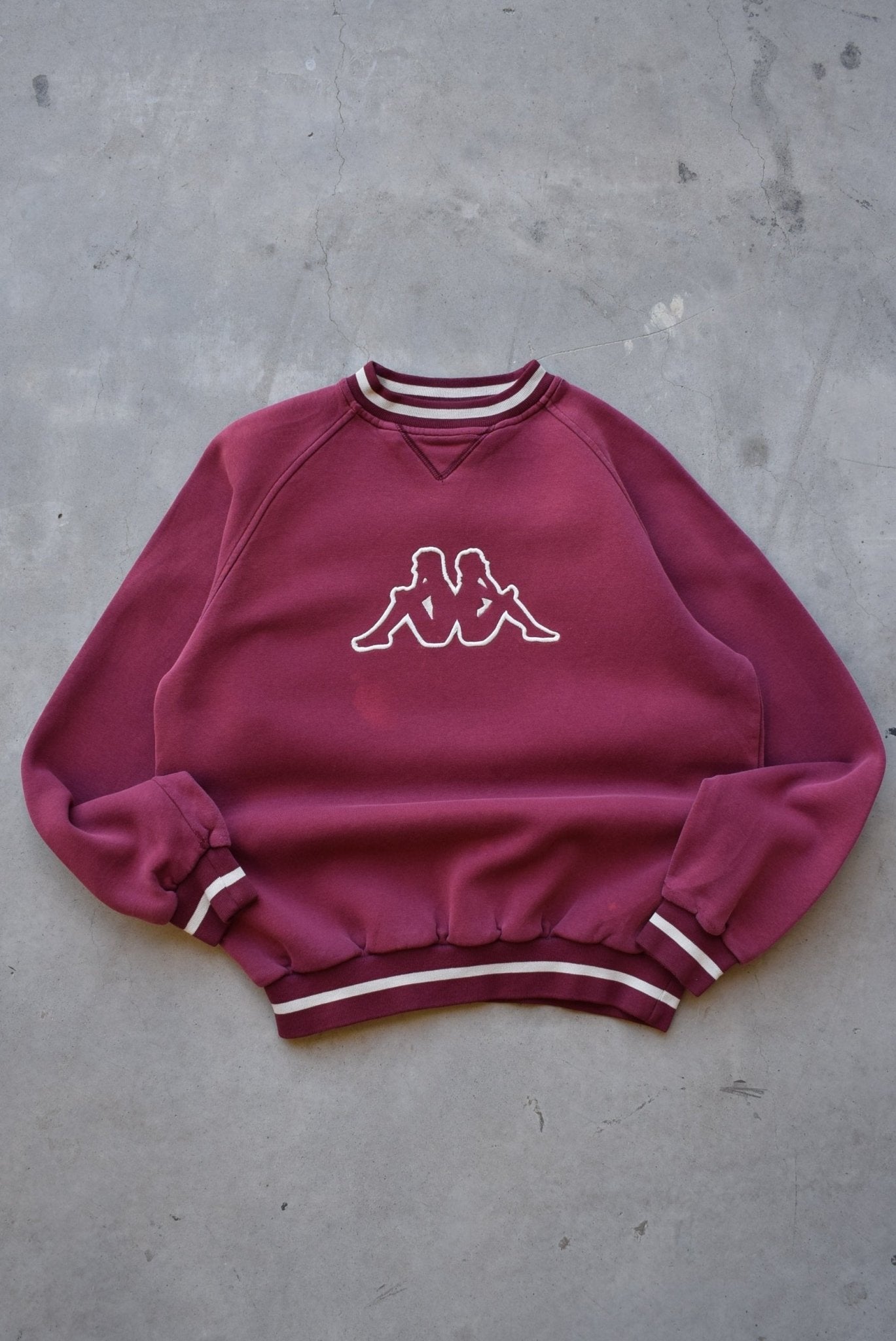 Kappa Burgandy Embroidered Crewneck — 1990s (S/M) - Retrospective Store