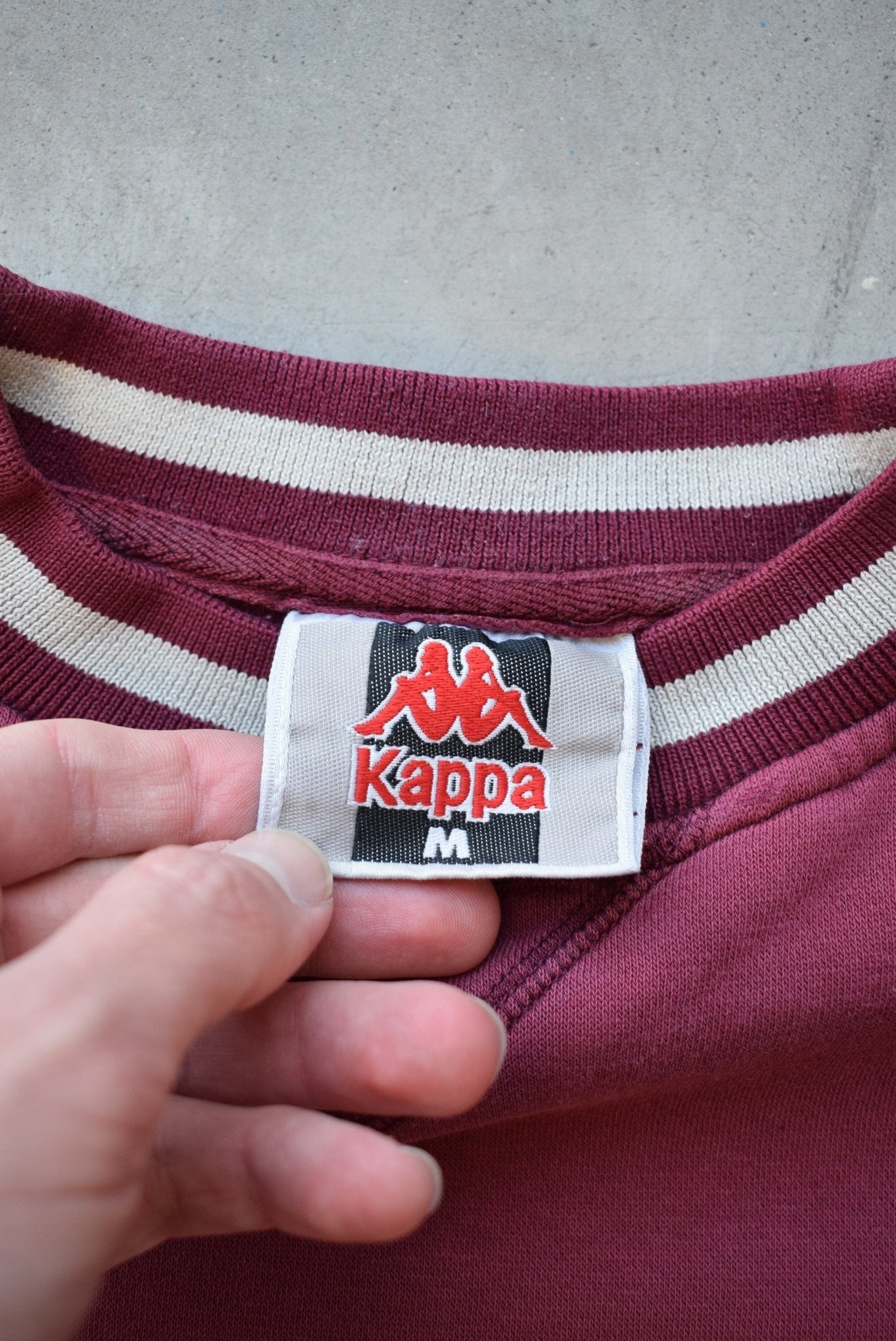 Kappa Burgandy Embroidered Crewneck — 1990s (S/M) - Retrospective Store