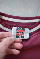 Kappa Burgandy Embroidered Crewneck — 1990s (S/M) - Retrospective Store