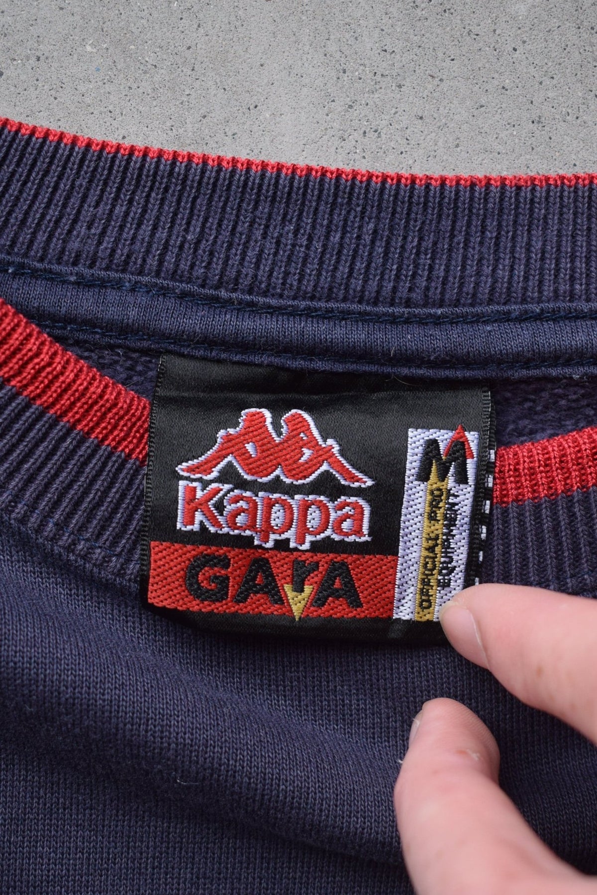 Kappa Navy & Red Embroidered Spellout Crewneck — 1990s (L) - Retrospective Store