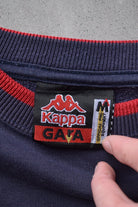 Kappa Navy & Red Embroidered Spellout Crewneck — 1990s (L) - Retrospective Store