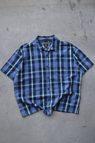 Lee Blue Cropped Button Up — 2000s (XXL) - Retrospective Store