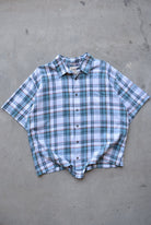 LEE Green & White Cropped Button Up — 2000s (XL) - Retrospective Store