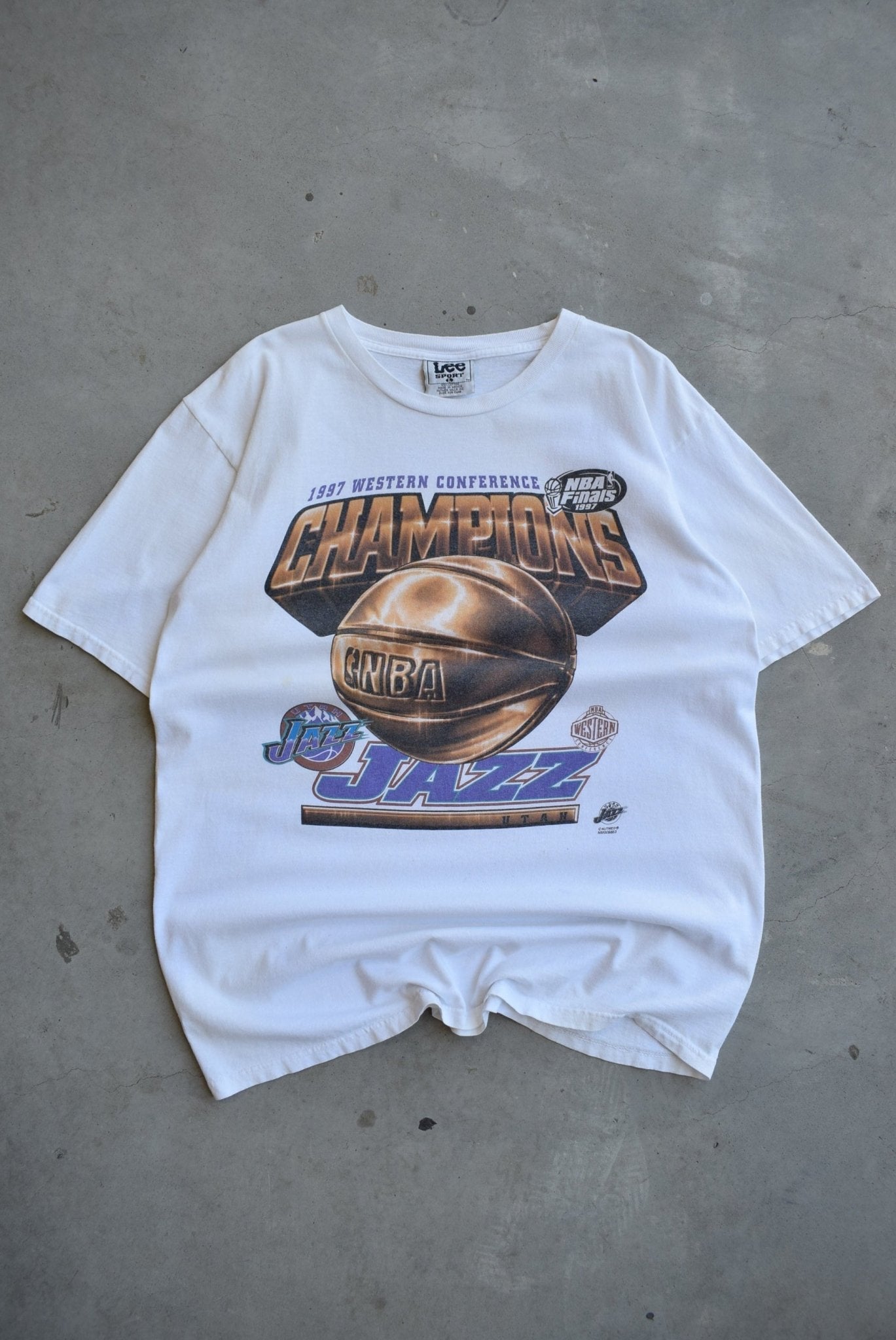 LEE Sport x NBA Utah Jazz Champions White Tee — 1997 (L) - Retrospective Store