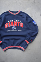 LEE Sports x NFL New York Giants Navy Embroidered Spellout Crewneck — 1990s (L) - Retrospective Store
