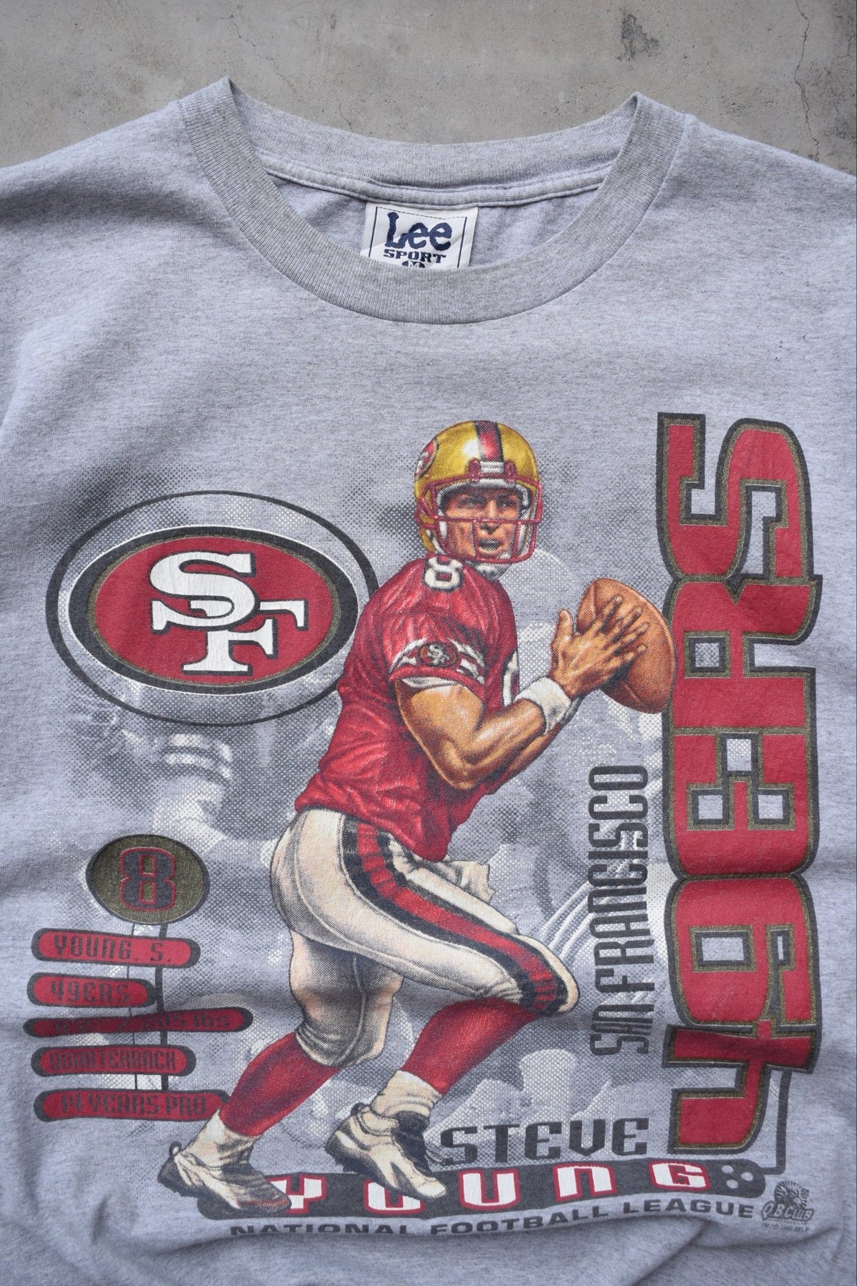 LEE Sports x NFL San Francisco 49ers Grey Graphic Tee — 1999 (M) - Retrospective Store