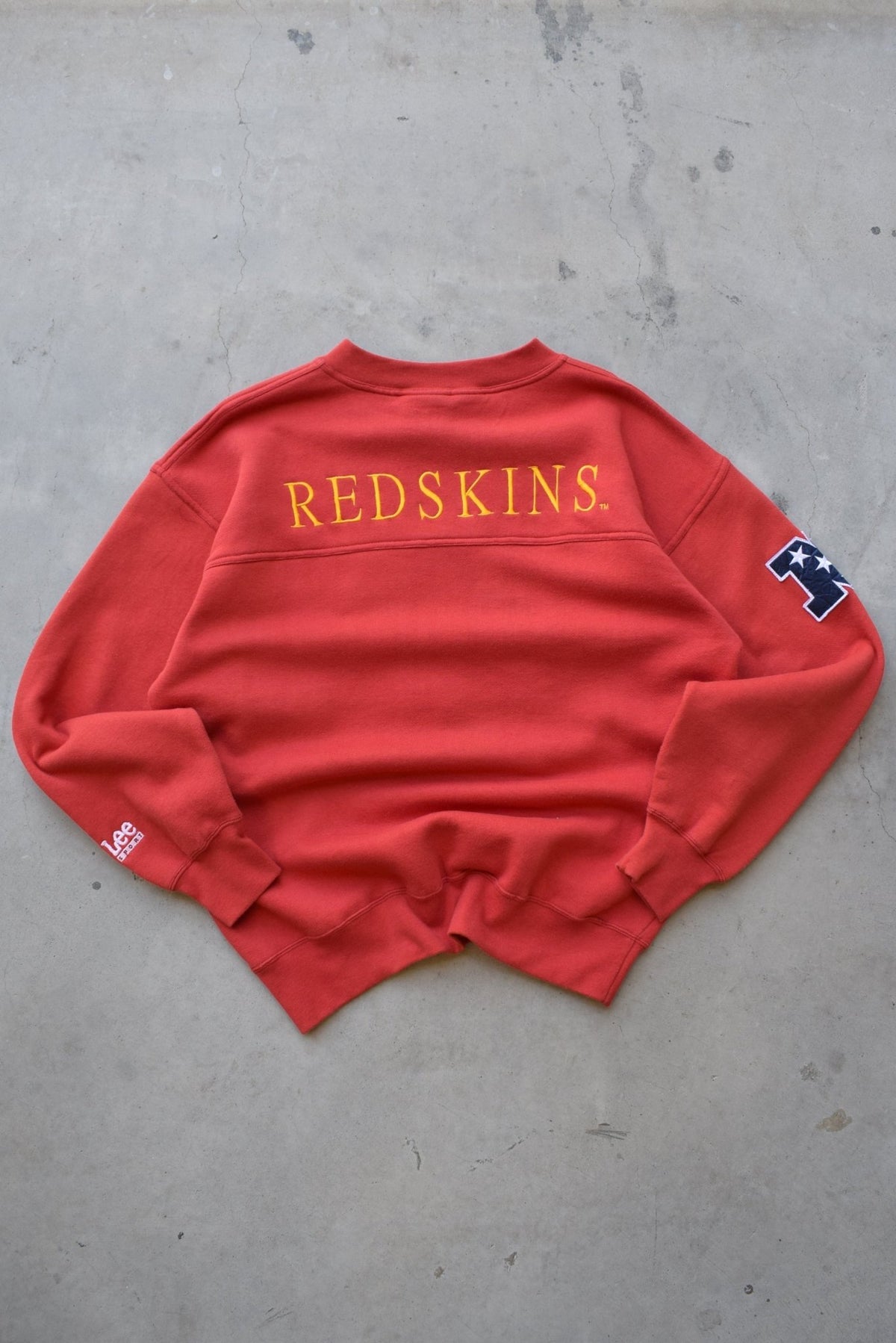 LEE Sports x NFL Washington Football Team Embroidered Red Crewneck — 1990s (M/L) - Retrospective Store